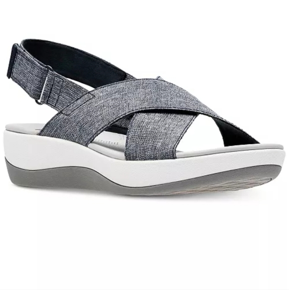 Clarks Sandles Cloudstepper Arla Kaydin Womens Size 10 Gray And White - Picture 1 of 8
